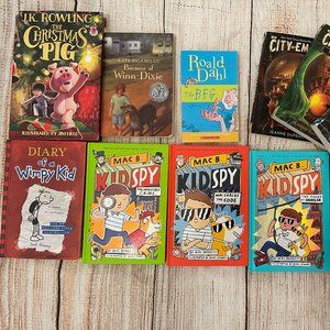 Lot of 11 books- Diary of a Wimpy Kid, Mac B. Kid Spy, City of Ember
